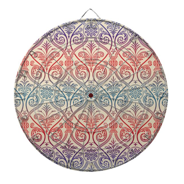 Vintag Damask Wallpaper - blau violett Dartscheibe (vorne)
