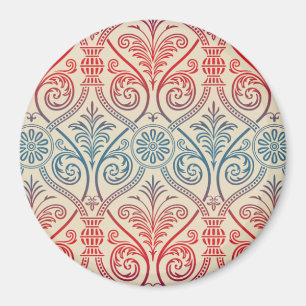 Vintag Damask Wallpaper - blau violett Magnet