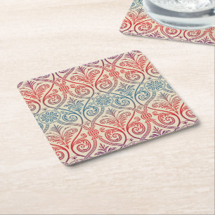 Vintag Damask Wallpaper - blau violett Rechteckiger Pappuntersetzer