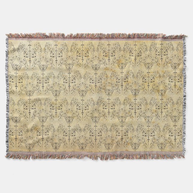 Vintag Damask Wallpaper - schwarz + Ihr Backgr. Decke (Vorderseite)