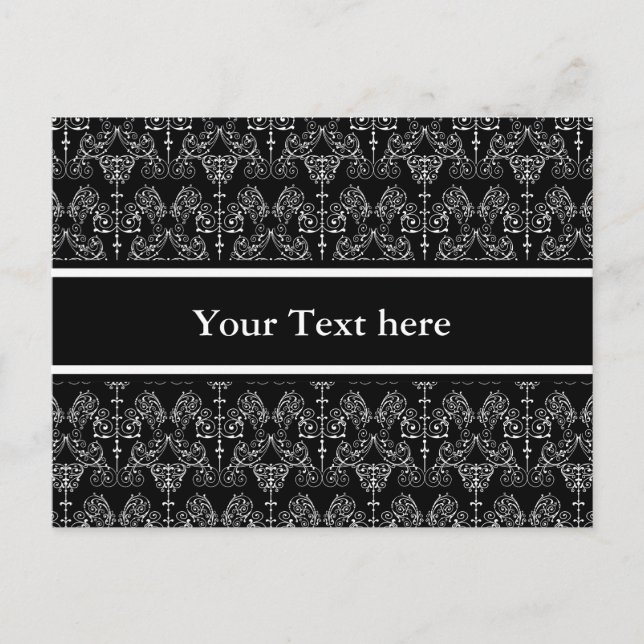 Vintag Damask Wallpaper - weiß + Ihr Backgr. Postkarte (Vorderseite)