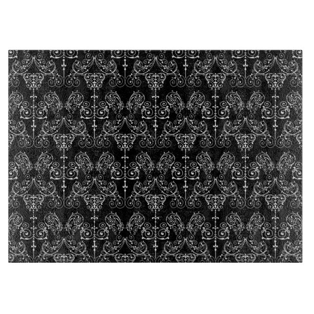 Vintag Damask Wallpaper - weiß + Ihr Backgr. Schneidebrett (Vorderseite)