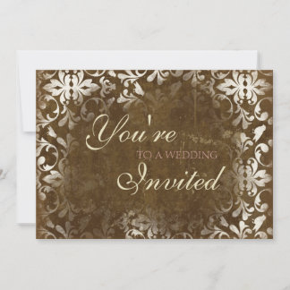 Vintag Damask Wedding Einladungen, Espresso Einladung