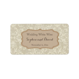 Vintag Damask Wedding Wine Gefallen Adressaufkleber