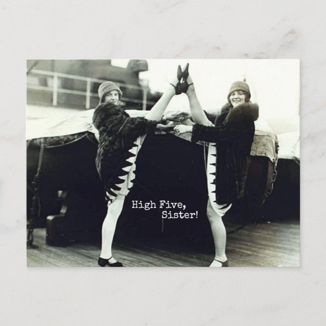 Vintag Dancer High Five Herzlichen Glückwunsch Postkarte (Vorderseite)