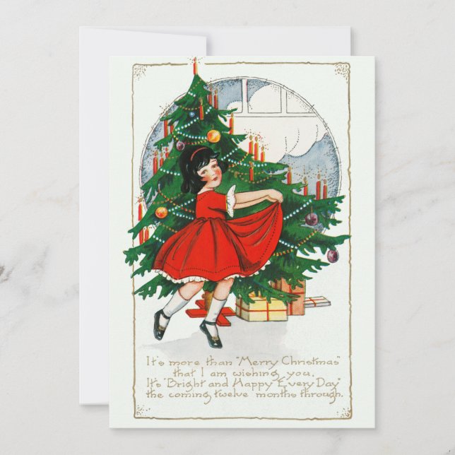 Vintag Dancing Girl Weihnachtskarte Feiertagskarte (Vorderseite)
