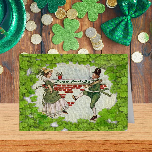 Vintag Dancing Irish Couple Grußkarte, ZSSG (Vintage Dancing Irish Couple Holiday Card)