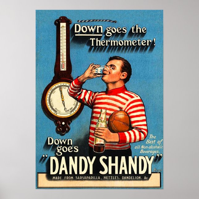 Vintag Dandy Shandy Rugby Print Poster (Vorne)