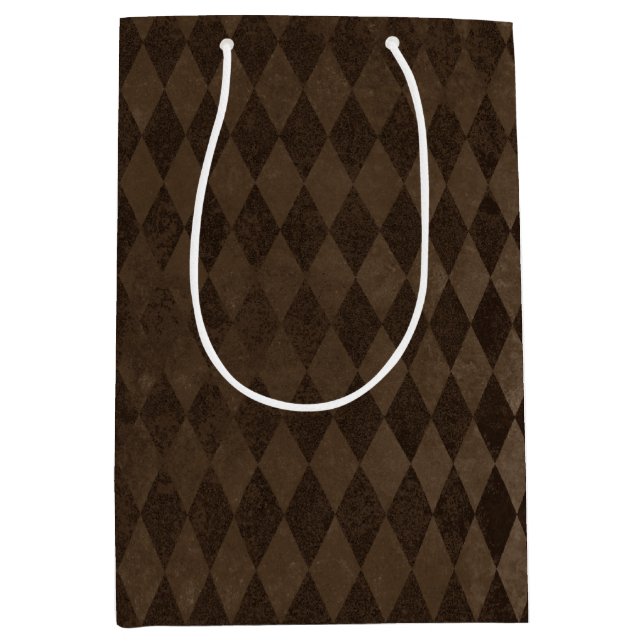Vintag Dark Brown Harlequin Mittlere Geschenktüte (Vorderseite)