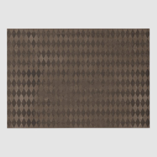 Vintag Dark Brown Harlequin Seidenpapier (Vorderseite)