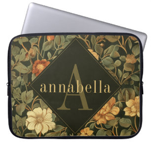 Vintag Dark Floral William Morris Monogram Laptopschutzhülle