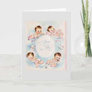 Vintag- das neue Baby willkommen heißen, Karte