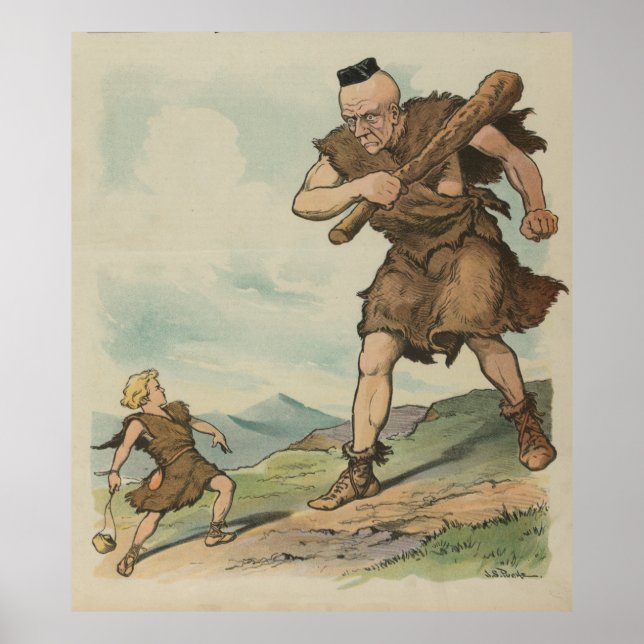 Vintag David gegen Goliath Illustration (1905) Poster (Vorne)