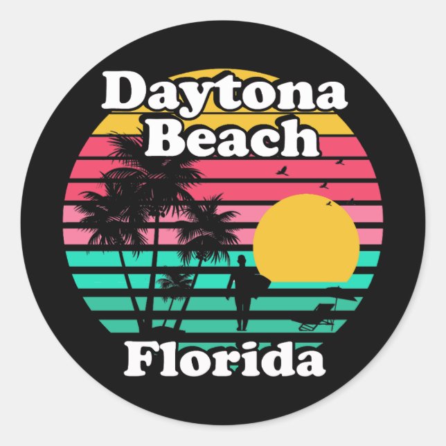 Vintag Daytona Beach Florida Runder Aufkleber (Vorderseite)