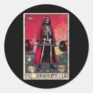 Vintag Deadlift Skeleton Halloween Gym Jokes Weig Runder Aufkleber