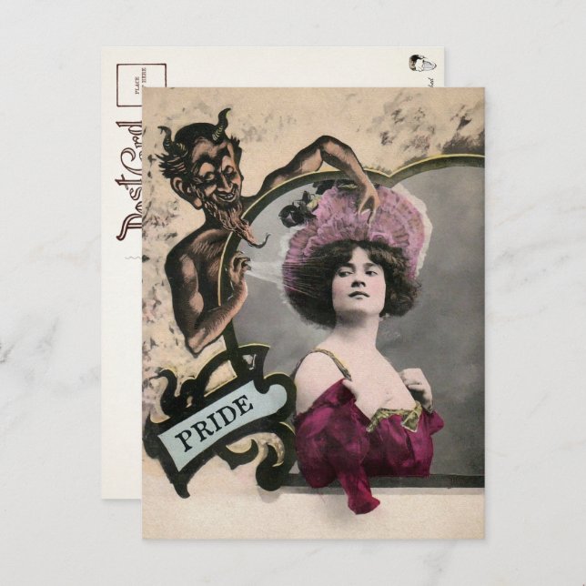 Vintag Deadly Sin Pride Postkarte (Vorne/Hinten)