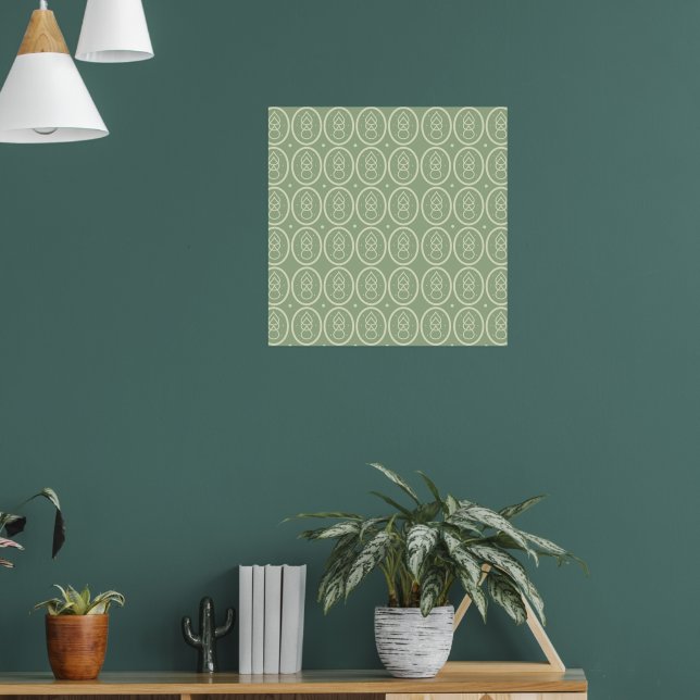 Vintag Deko Style Poster Green/Ecru (Wohnzimmer 1)