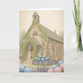 Vintag dekorierte, bezaubernde Landkirche Karte