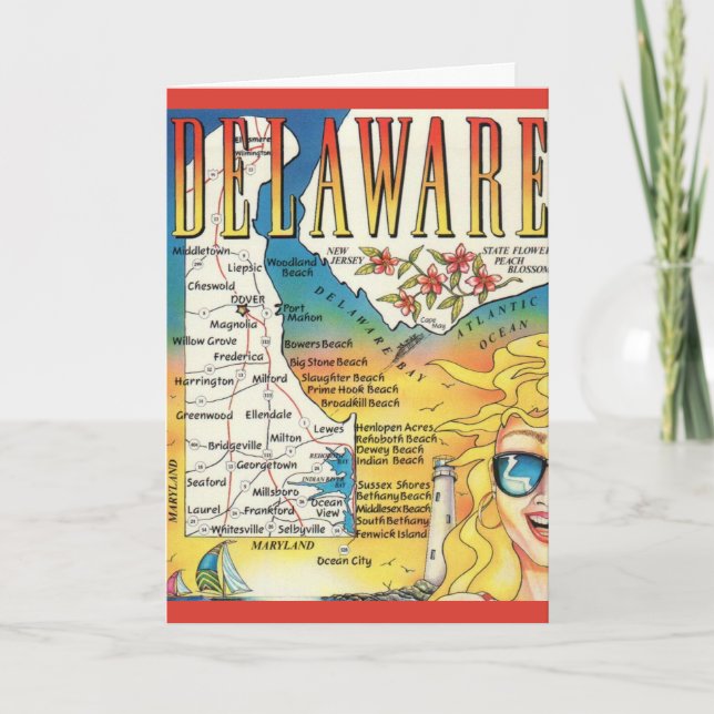 Vintag Delaware Map Karte (Vorderseite)