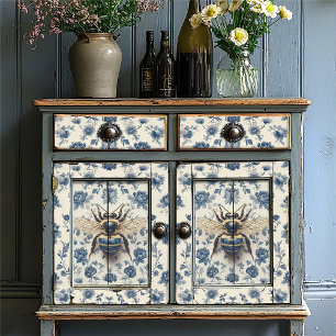 Vintag Delft Blue Gold Honey Bee Cotattcore Seidenpapier