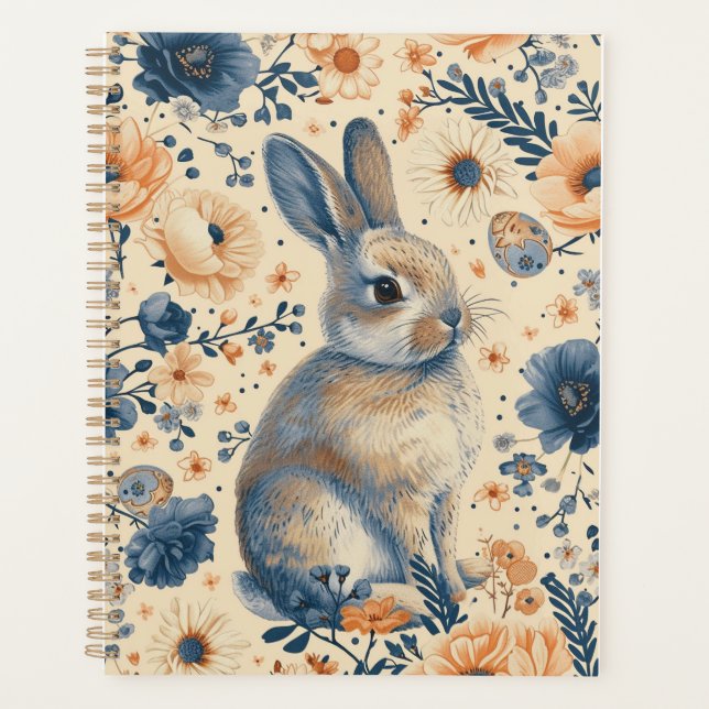 Vintag Delft Blue Rabbit Osterplaner Planer (Vorderseite)