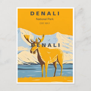 Vintag Denali Nationalpark Alaska Mount Hunter Postkarte