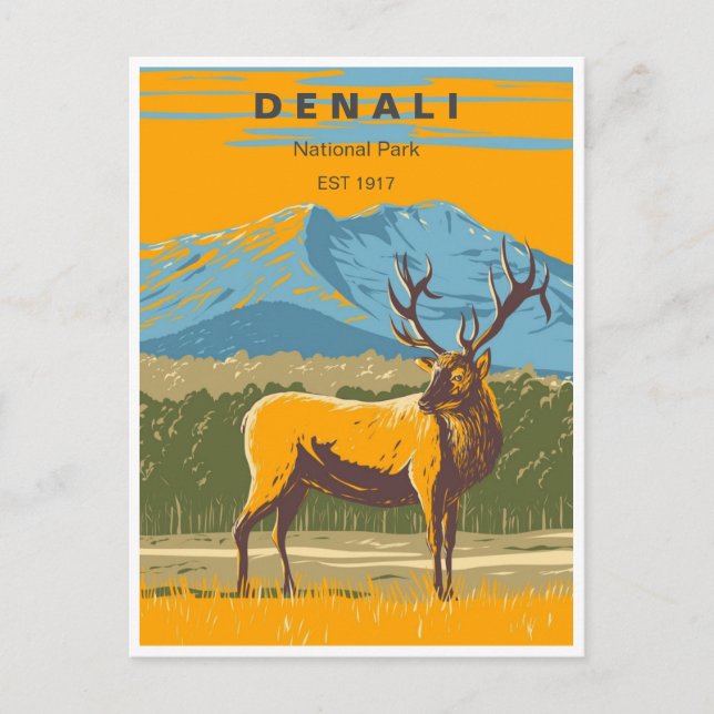 Vintag Denali Nationalpark Alaska Mount Hunter Postkarte (Vorderseite)