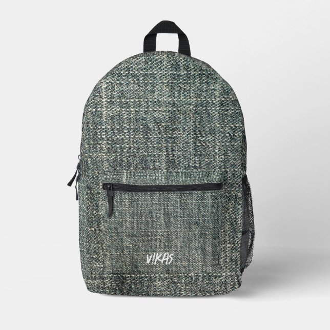 Vintag Denim Gray Jeans Look Bedruckter Rucksack (Vorderseite)