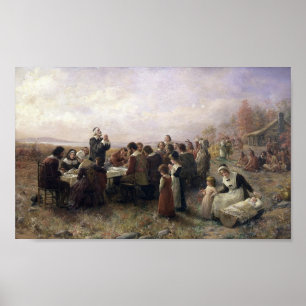 Vintag Der erste Erntedank in Plymouth Poster