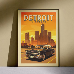 Vintag Detroit Michigan Poster