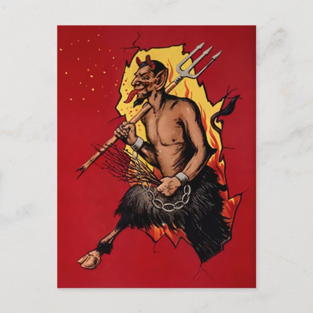 Vintag Devil Krampus Postkarte (Vorderseite)