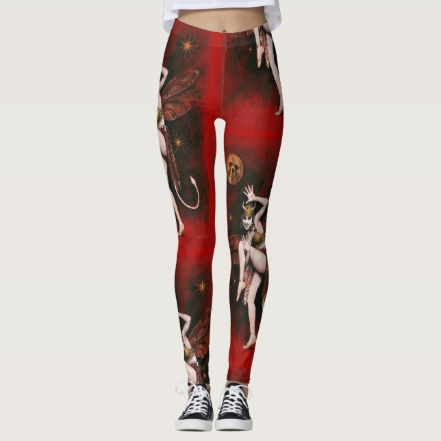 Vintag Devil Lady Dancer Gothic Leggings (Vorderseite)