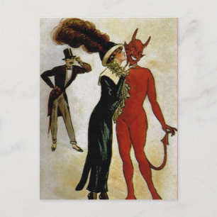 Vintag Devil Postcard Postkarte
