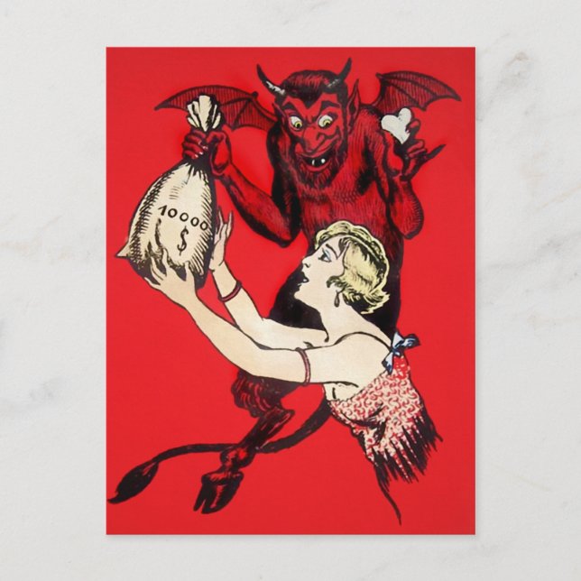 Vintag Devil Postcard Postkarte (Vorderseite)