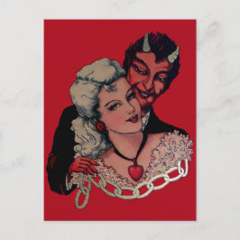Vintag Devil Valentinstag Postkarte
