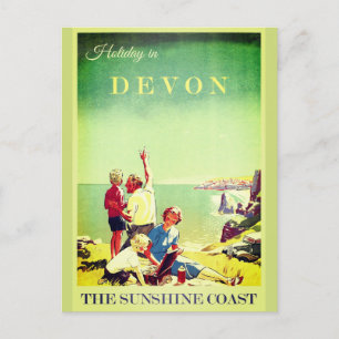 Vintag Devon England Travel Poster Postkarte