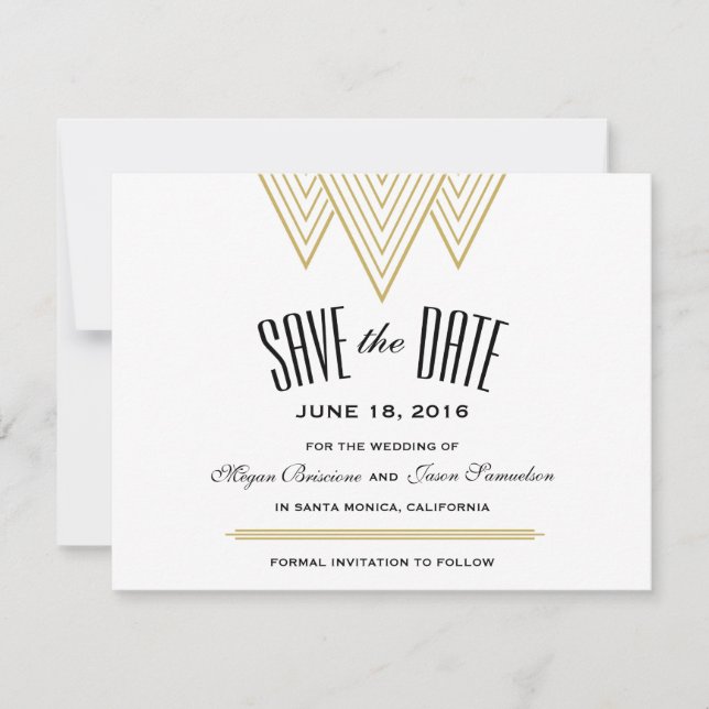 Vintag Diamond Black & Gold Save the Date (Vorderseite)