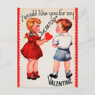 Vintag Dictator-Valentinstag Postkarte