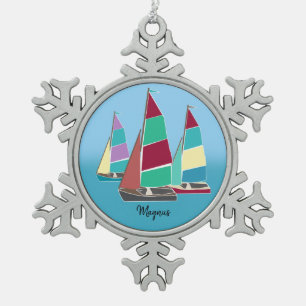 Vintag Dinghies Schneeflocken Zinn-Ornament