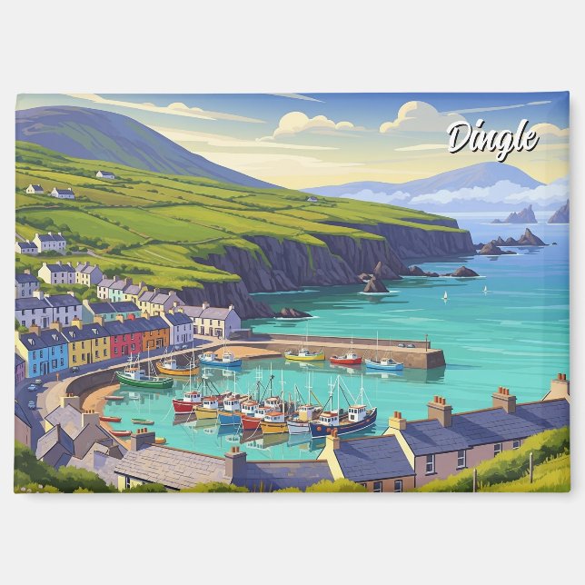 Vintag Dingle Ireland Travel Magnet (Vorderseite)
