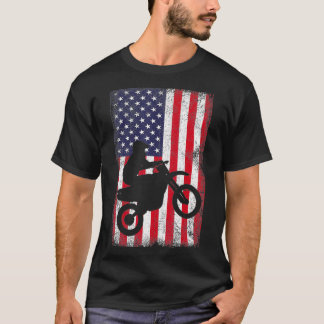 Vintag Dirt Bike USA Flag Motocross T-Shirt