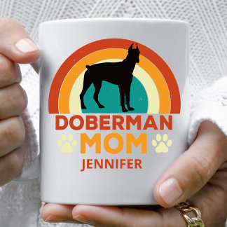 Vintag Doberman Dog Mama Sunset Personalisiert Kaffeetasse