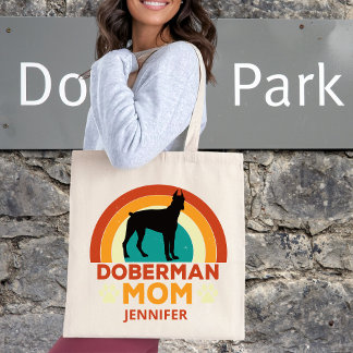 Vintag Doberman Dog Mama Sunset Personalisiert Tragetasche