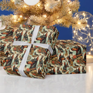 Vintag Doberman Nahtlose Malerei Geschenkpapier