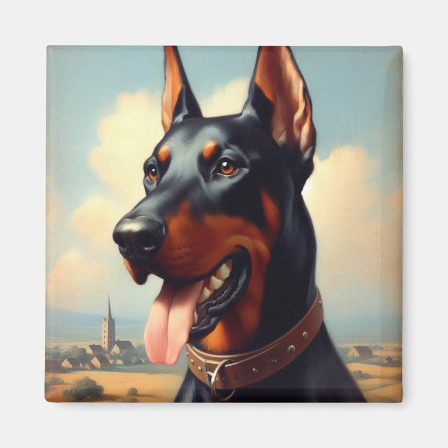 Vintag Doberman Painting Magnet (Vorne)