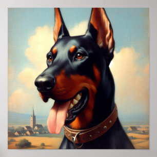 Vintag Doberman Painting Poster