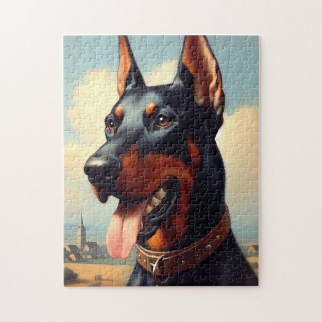 Vintag Doberman Painting Puzzle (Vertikal)