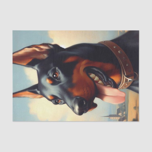 Vintag Doberman Painting Seidenpapier (Vorderseite)