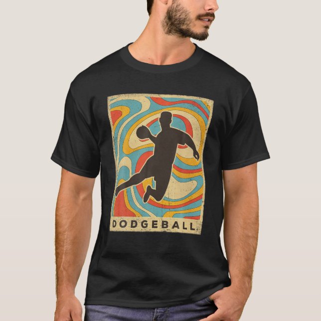 Vintag Dodgeball Sport Retro Poster T-Shirt (Vorderseite)