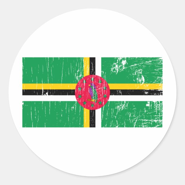 Vintag Dominica Runder Aufkleber (Vorderseite)